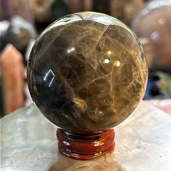 Moonstone Crystal Sphere With Silver Flash! - Picture 3 of 6